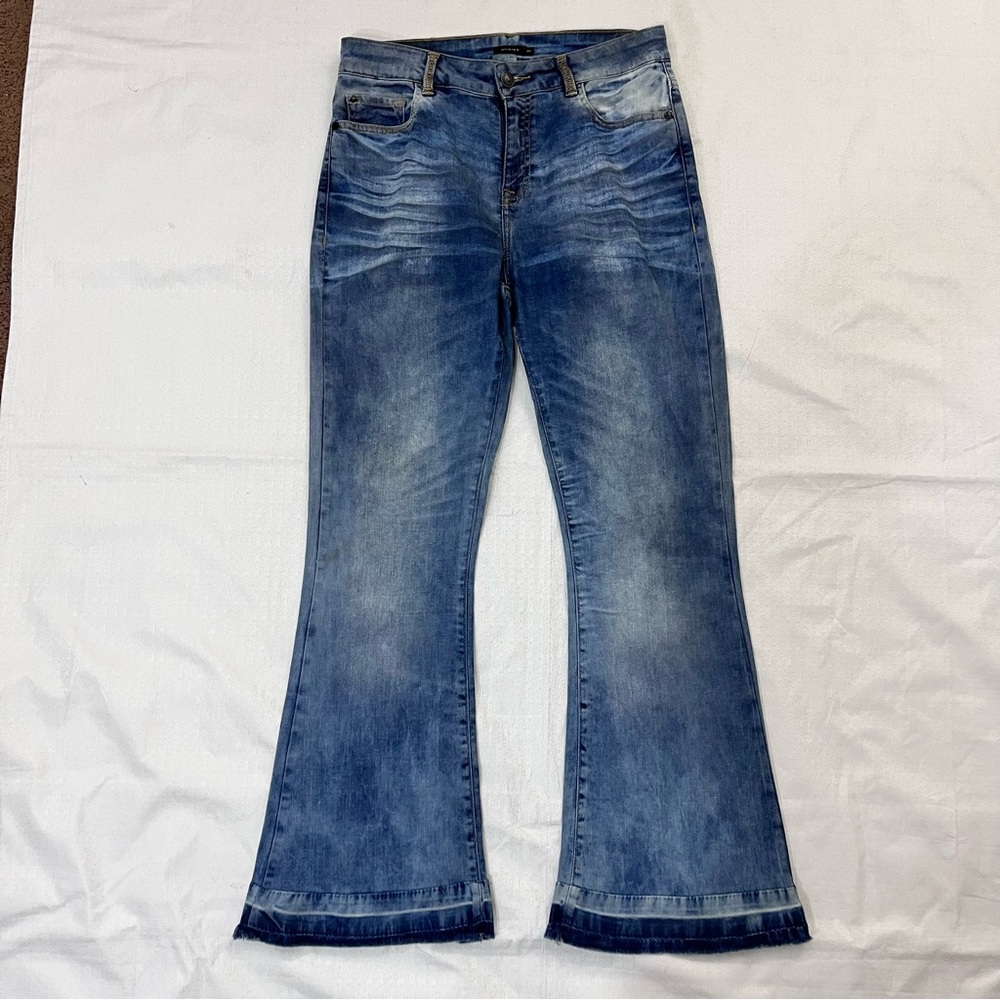 Maria Filo blue denim flared high rise jeans size 12/14 USA sizing
